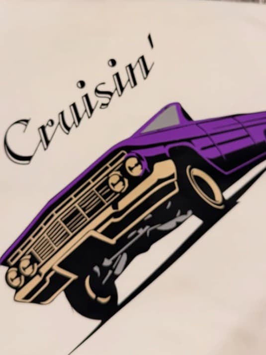 Gabbie's finished white Cruisin lowrider shirt