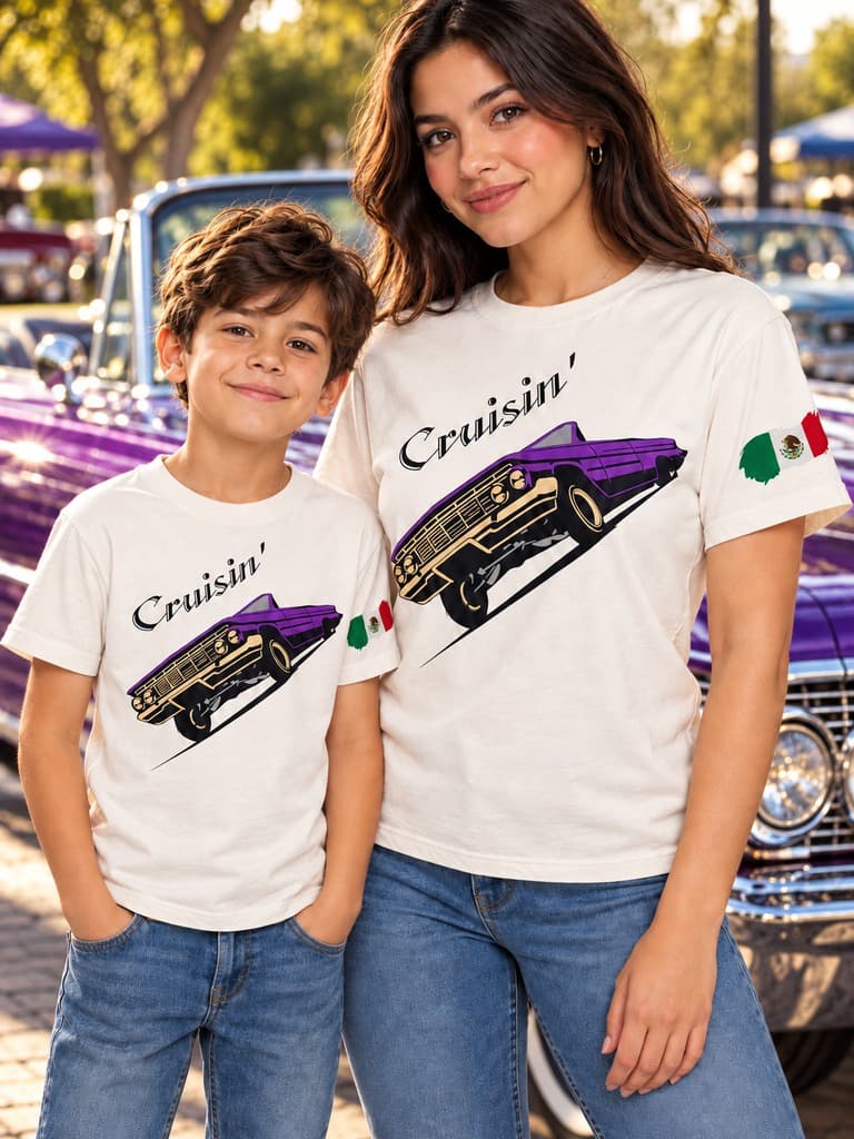 Mother and son in matching Cruisin shirts (example photo)
