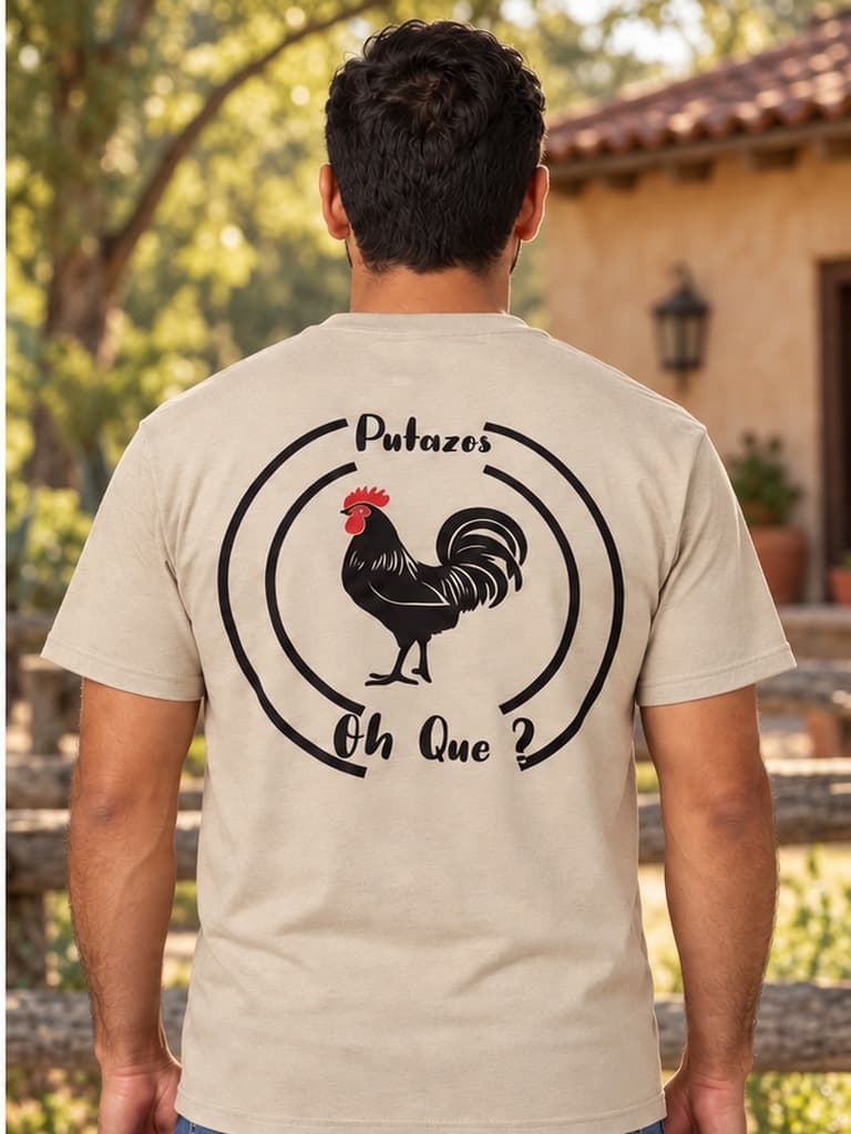 Back of the rooster shirt (example photo)
