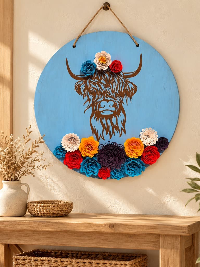 The cow door hanger on a wall (example photo)
